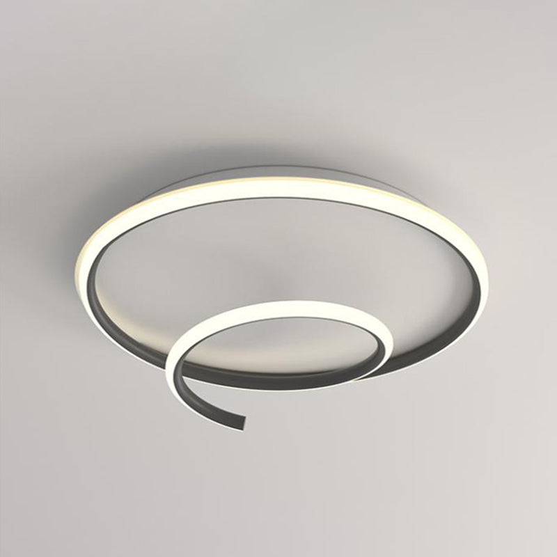 Metal Round Flush Ceiling Light Modern Style 1 Light Flush Mount Fixture in Black