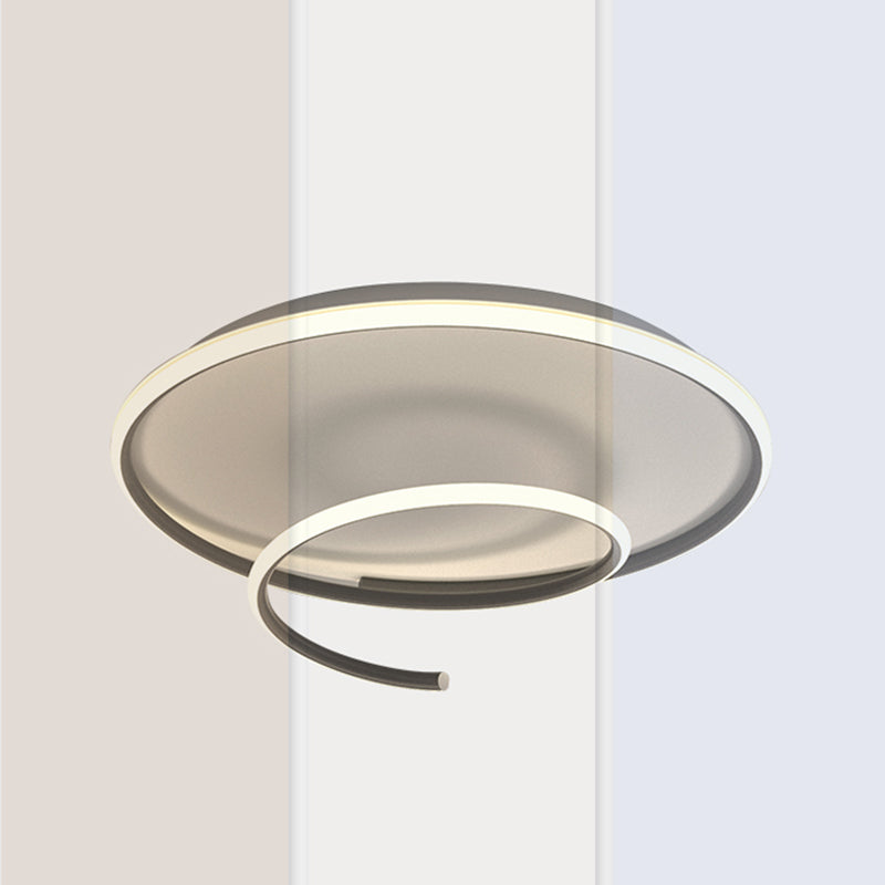 Metal Round Flush Ceiling Light Modern Style 1 Light Flush Mount Fixture in Black