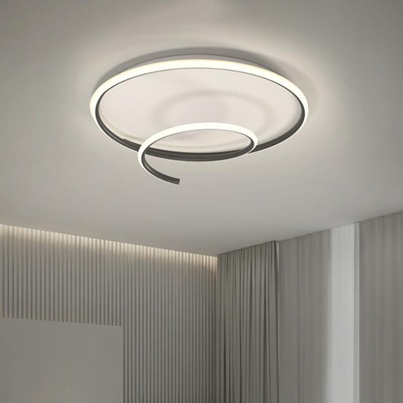 Metal Round Flush Plafond Light Modern Style 1 Light Flush Mount Fixture en noir