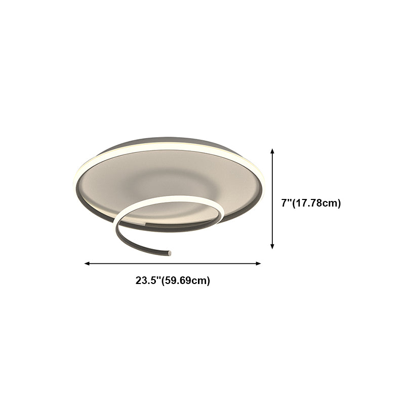 Metalen ronde spoelplafondlicht moderne stijl 1 licht spoelbevestiging in zwart