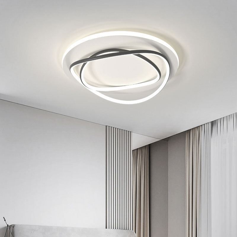 Metalen ronde schaduw spoelplafond licht moderne stijl 2 lichten spoel de montage armatuur in wit