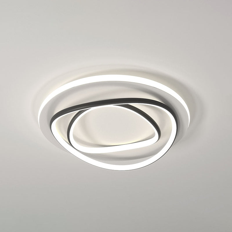 Tombre redondo de metal Flush Luz de techo Moderno Style 2 luces de montaje Flush en blanco