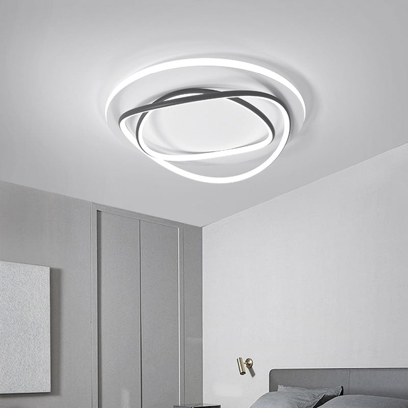 Metalen ronde schaduw spoelplafond licht moderne stijl 2 lichten spoel de montage armatuur in wit