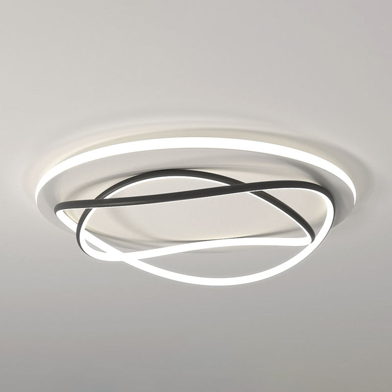 Metalen ronde schaduw spoelplafond licht moderne stijl 2 lichten spoel de montage armatuur in wit