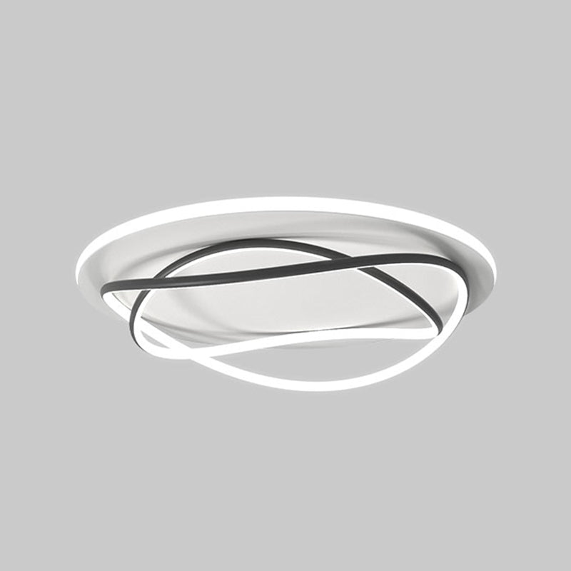 Metal Round Shade Flush Ceiling Light Modern Style 2 Lights Flush Mount Fixture in White