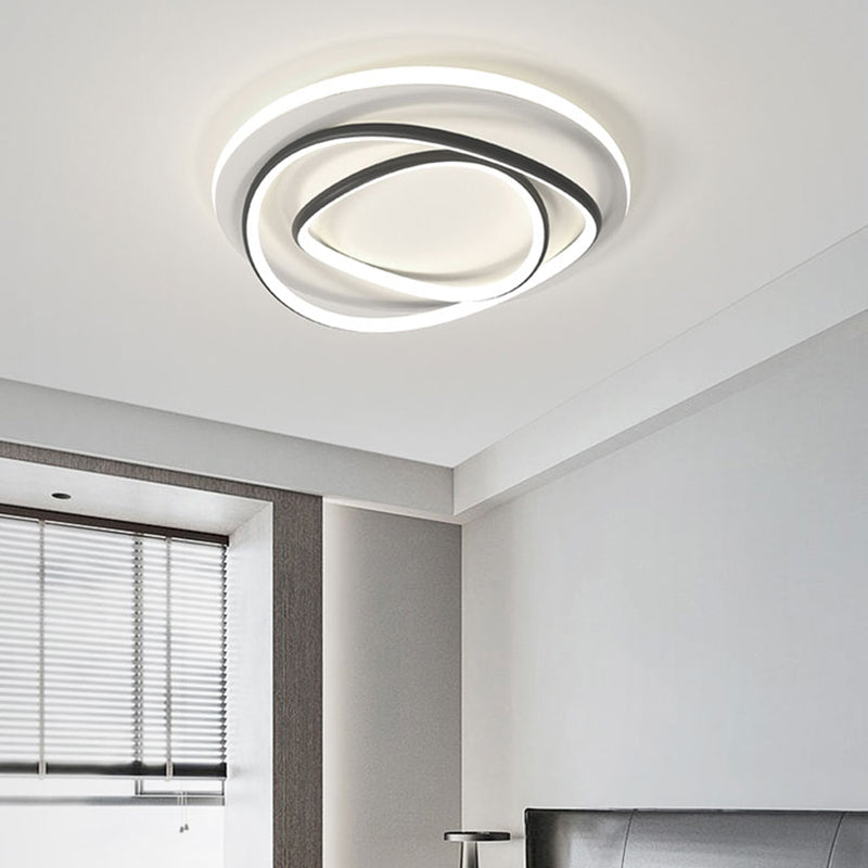 Tombre redondo de metal Flush Luz de techo Moderno Style 2 luces de montaje Flush en blanco