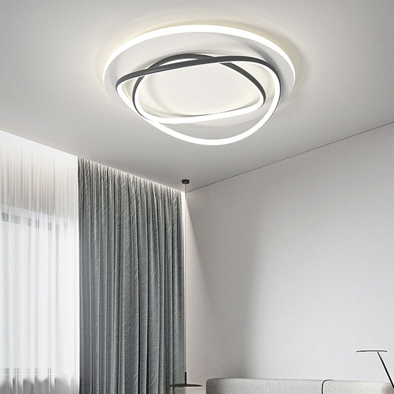 Tombre redondo de metal Flush Luz de techo Moderno Style 2 luces de montaje Flush en blanco