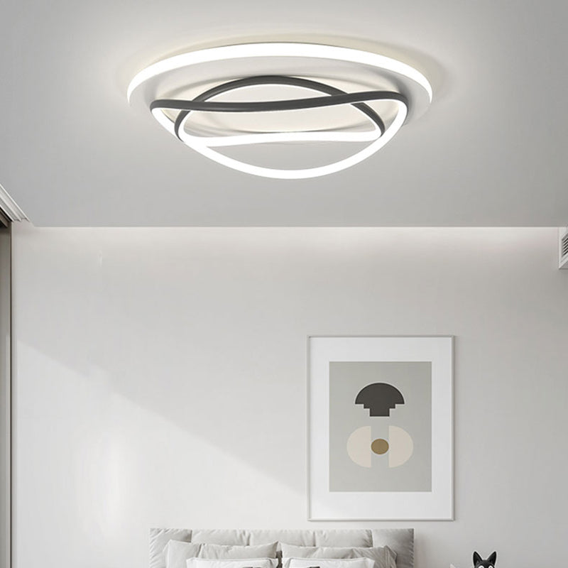 Metalen ronde schaduw spoelplafond licht moderne stijl 2 lichten spoel de montage armatuur in wit