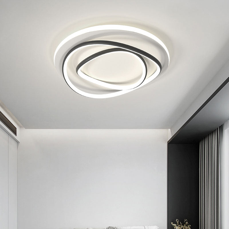 Tombre redondo de metal Flush Luz de techo Moderno Style 2 luces de montaje Flush en blanco