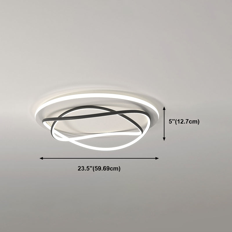 Tombre redondo de metal Flush Luz de techo Moderno Style 2 luces de montaje Flush en blanco