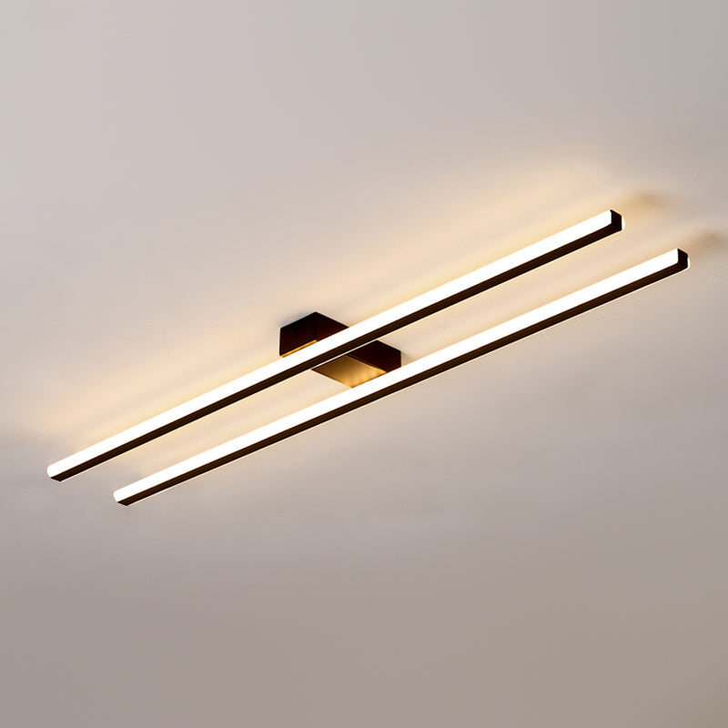 Linear Metal Shade Flush Ceiling Light Modern Style 2 Lights Flush Mount Fixture