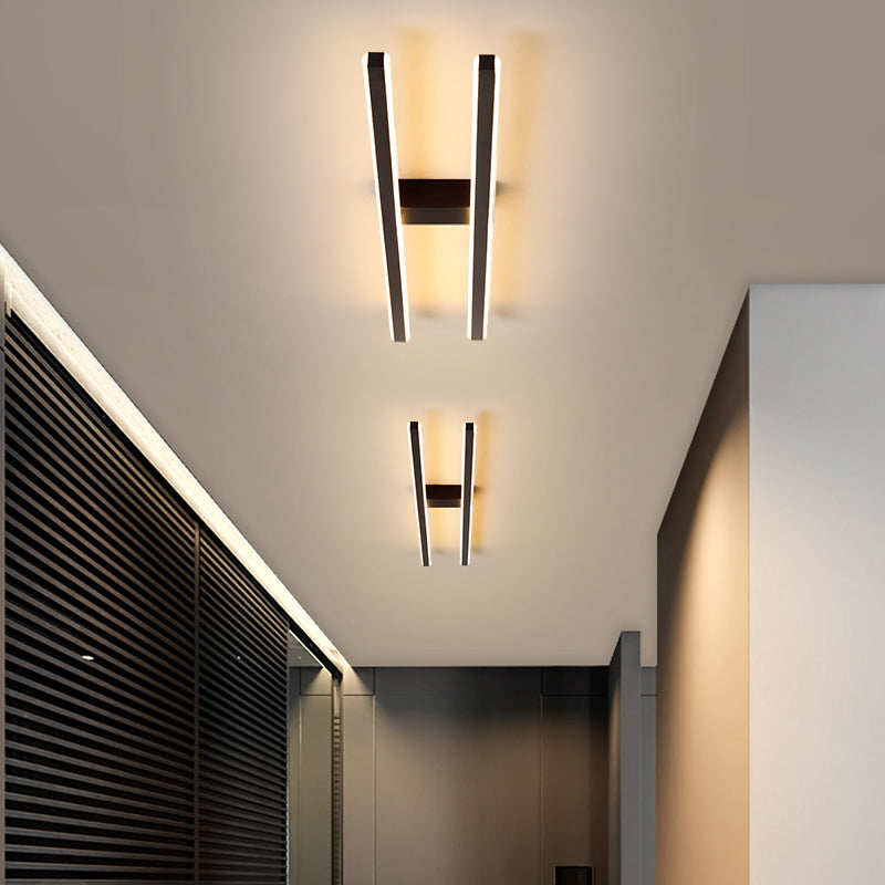 Linear Metal Shade Flush Ceiling Light Modern Style 2 Lights Flush Mount Fixture