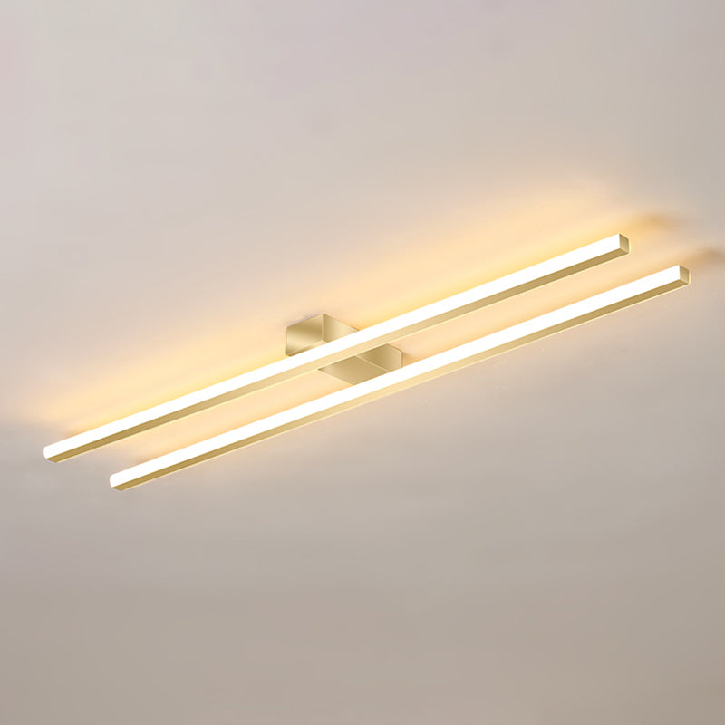 Linear Metal Shade Flush Ceiling Light Modern Style 2 Lights Flush Mount Fixture