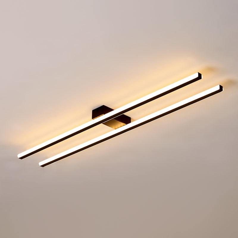 Linear Metal Shade Flush Ceiling Light Modern Style 2 Lights Flush Mount Fixture