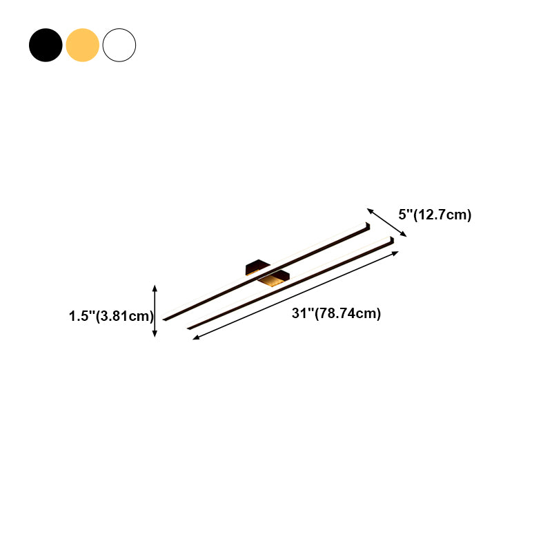 Luz de techo de techo de sombra de metal lineal estilo moderno 2 luces de montaje de montura de altura