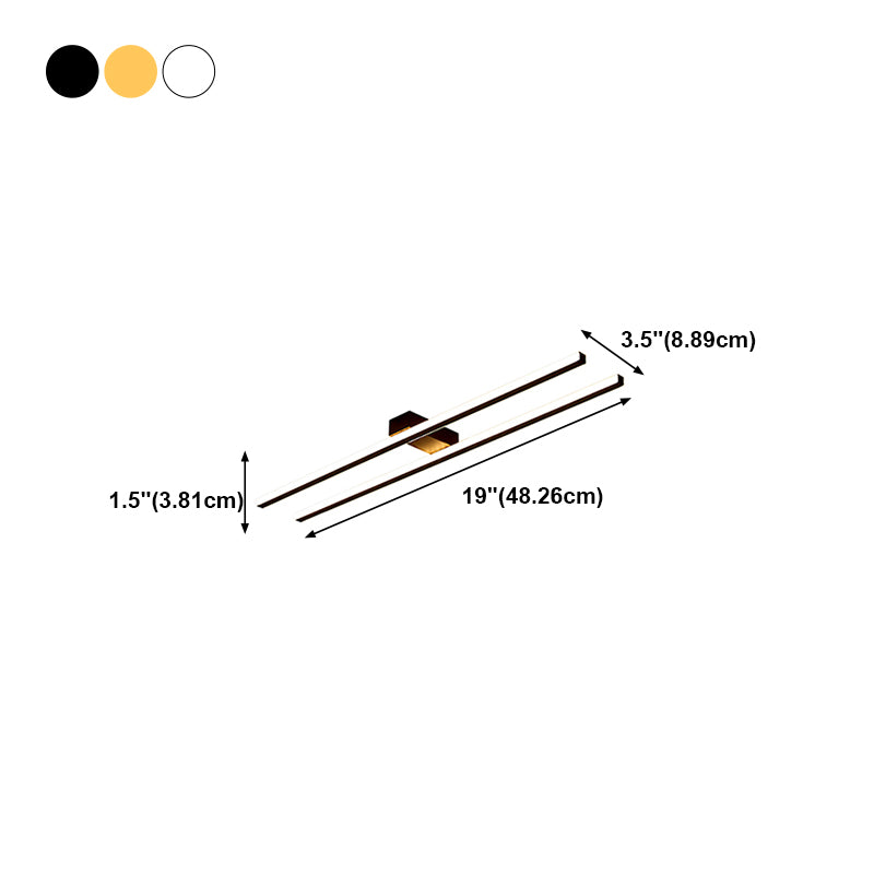 Ombra in metallo lineare a fiuto leggero stile moderno 2 luci a filo fisso