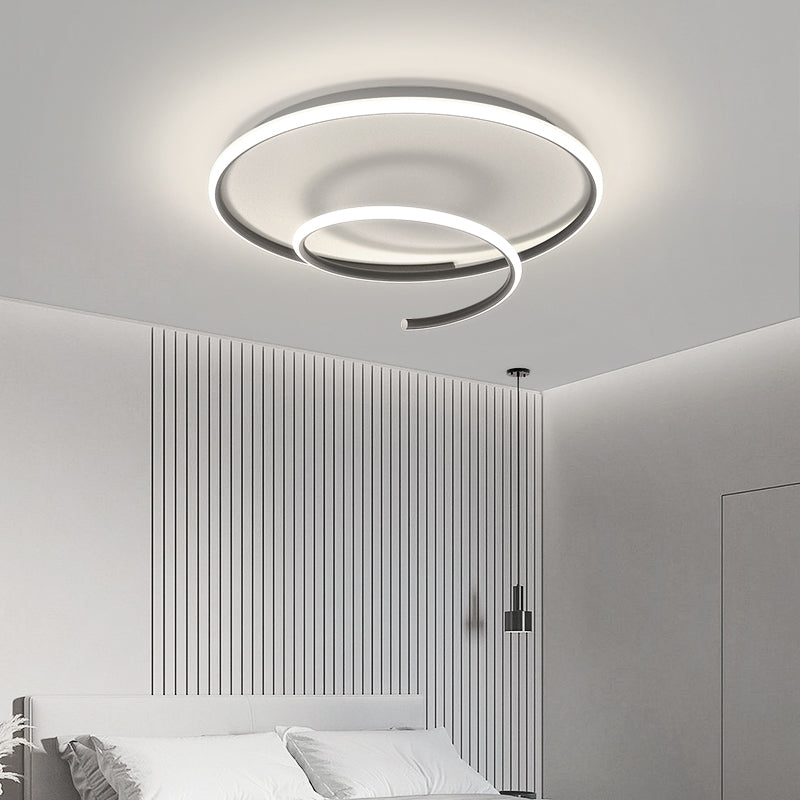 Line Shape LED Ceiling Lamp Modern Iron 1 Light Flush Mount for Dining Room Bedroom