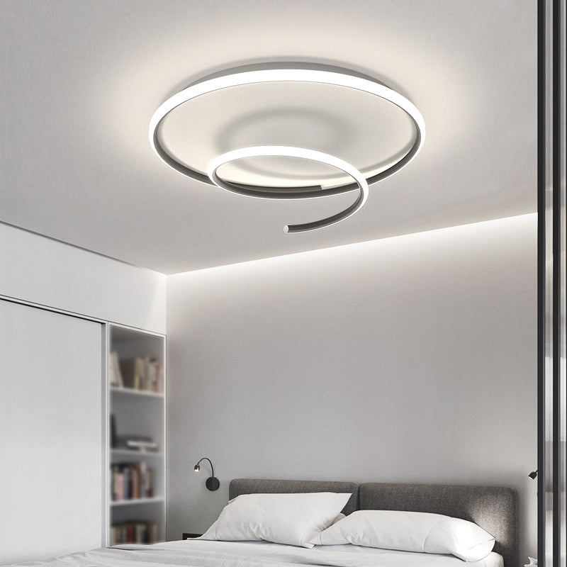 Line Shape LED Ceiling Lamp Modern Iron 1 Light Flush Mount for Dining Room Bedroom