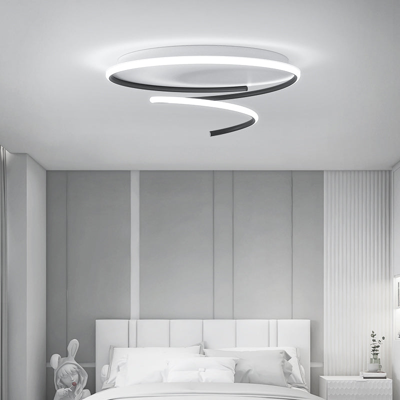 Line Shape LED Ceiling Lamp Modern Iron 1 Light Flush Mount for Dining Room Bedroom