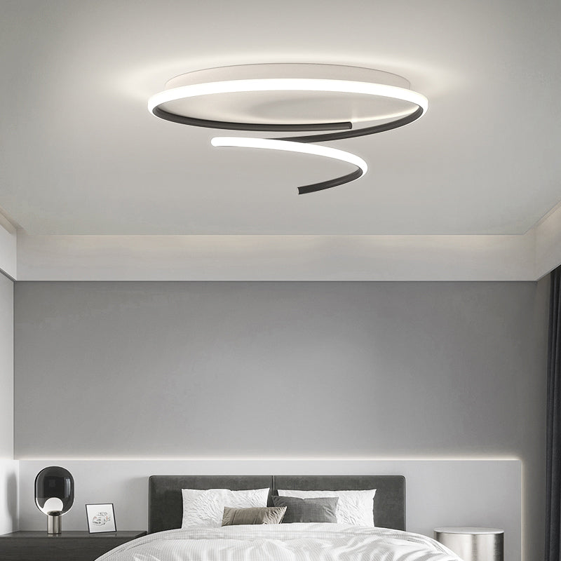 Line Shape LED Ceiling Lamp Modern Iron 1 Light Flush Mount for Dining Room Bedroom