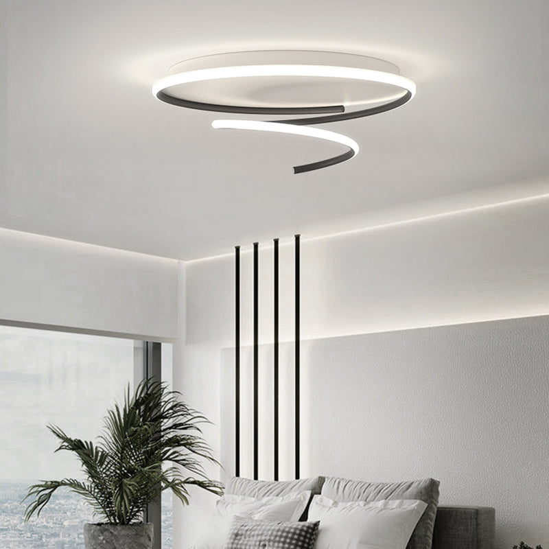 Line Shape LED Ceiling Lamp Modern Iron 1 Light Flush Mount for Dining Room Bedroom