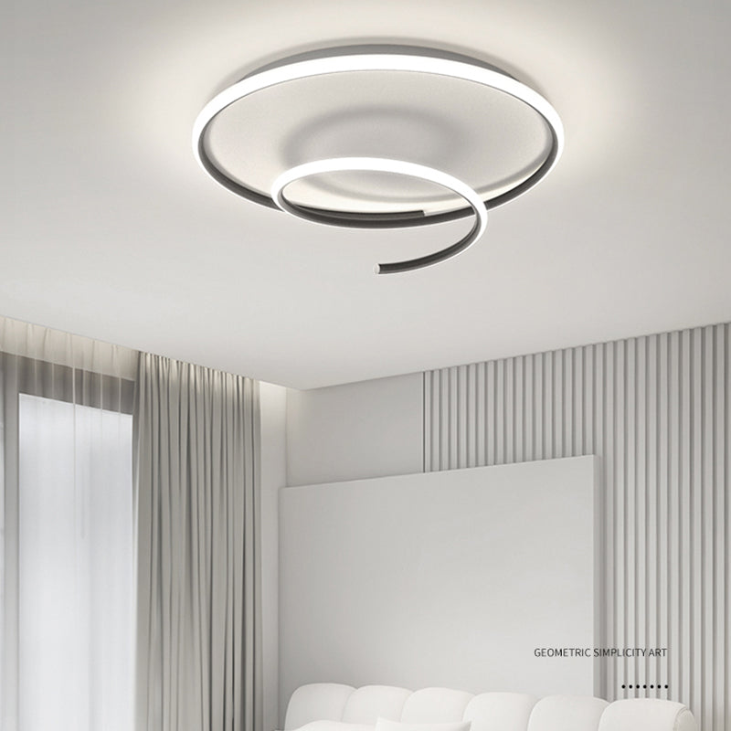 Line Shape LED Ceiling Lamp Modern Iron 1 Light Flush Mount for Dining Room Bedroom