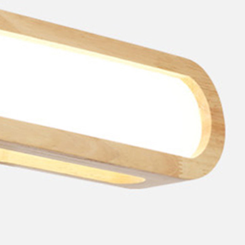 Accesorios modernos de iluminación de tocador de baño LED de pared de madera.