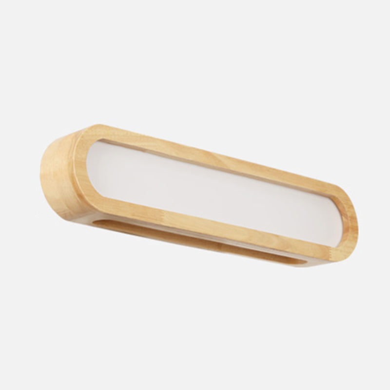 Accesorios modernos de iluminación de tocador de baño LED de pared de madera.