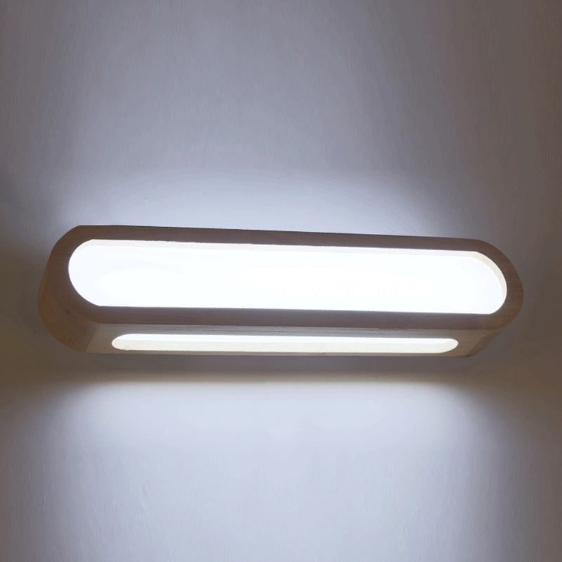 Accesorios modernos de iluminación de tocador de baño LED de pared de madera.