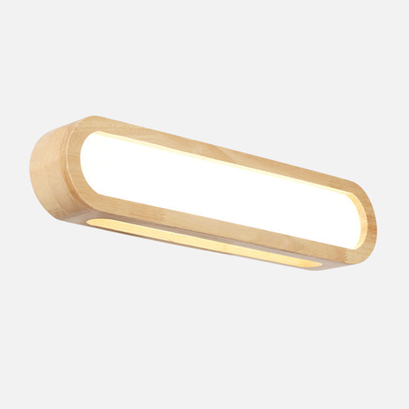 Accesorios modernos de iluminación de tocador de baño LED de pared de madera.