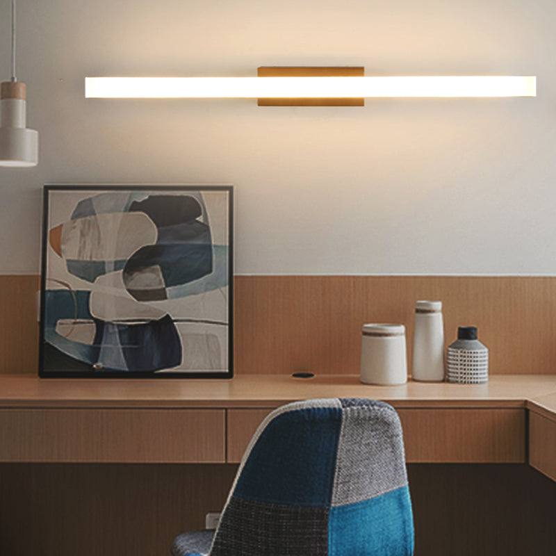 1 lichte lineaire ijdelheid wandlampen moderne stijl houten ijdelheid spiegelverlichting