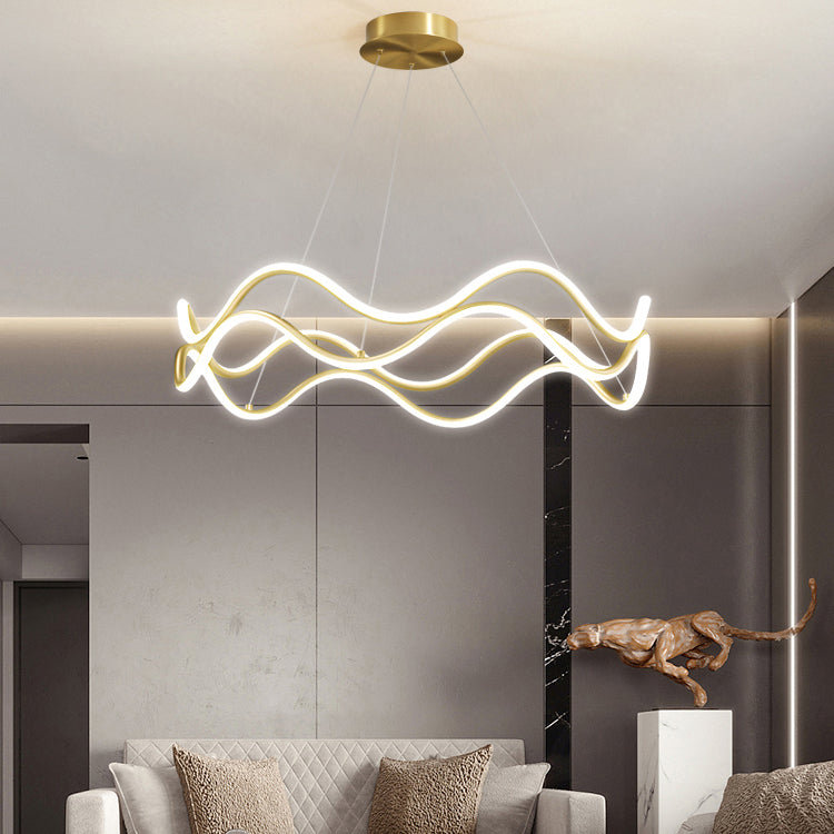 Gold Simple Chandelier Light Fixtures Linear Hanging Chandelier for Sitting Room