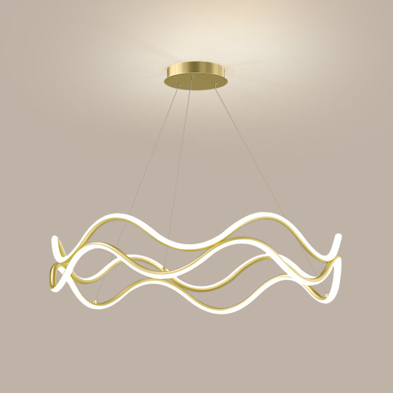 Gold Simple Chandelier Light Fixtures Linear Hanging Chandelier for Sitting Room