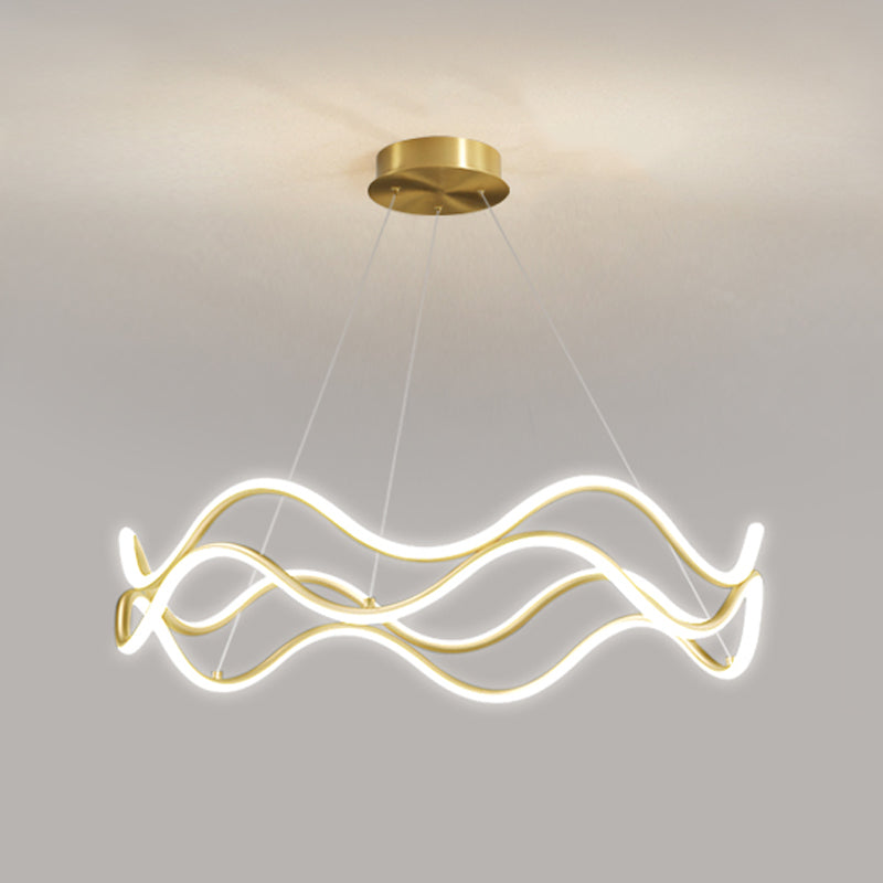 Gold Simple Chandelier Light Fixtures Linear Hanging Chandelier for Sitting Room