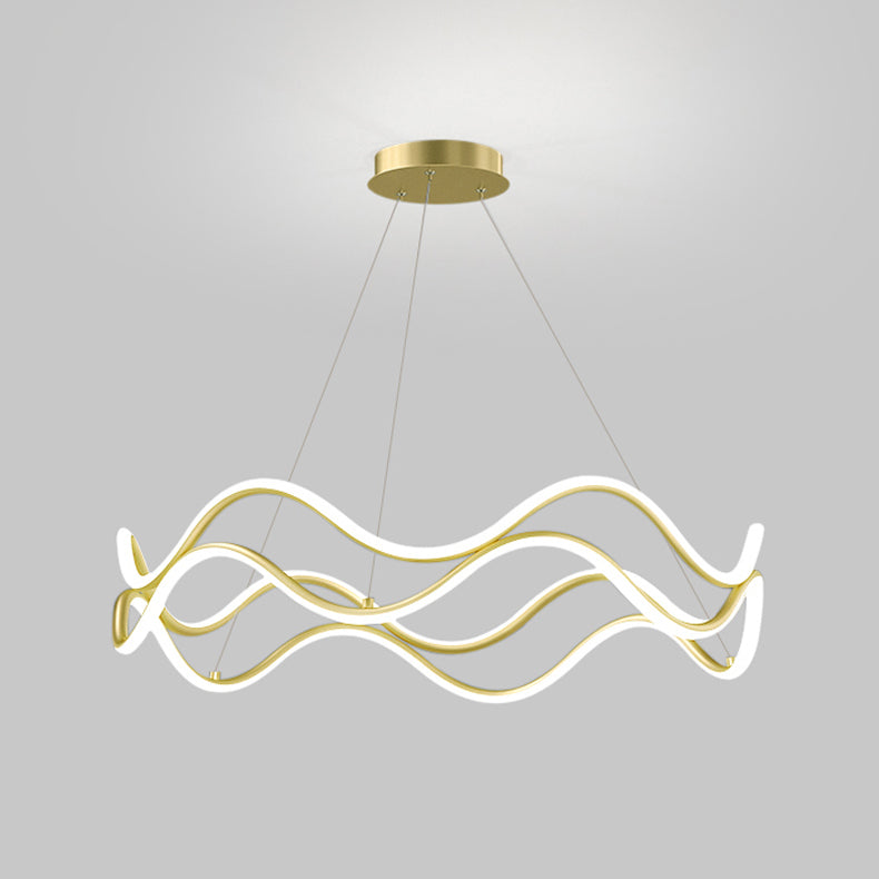 Gold Simple Chandelier Light Fixtures Linear Hanging Chandelier for Sitting Room