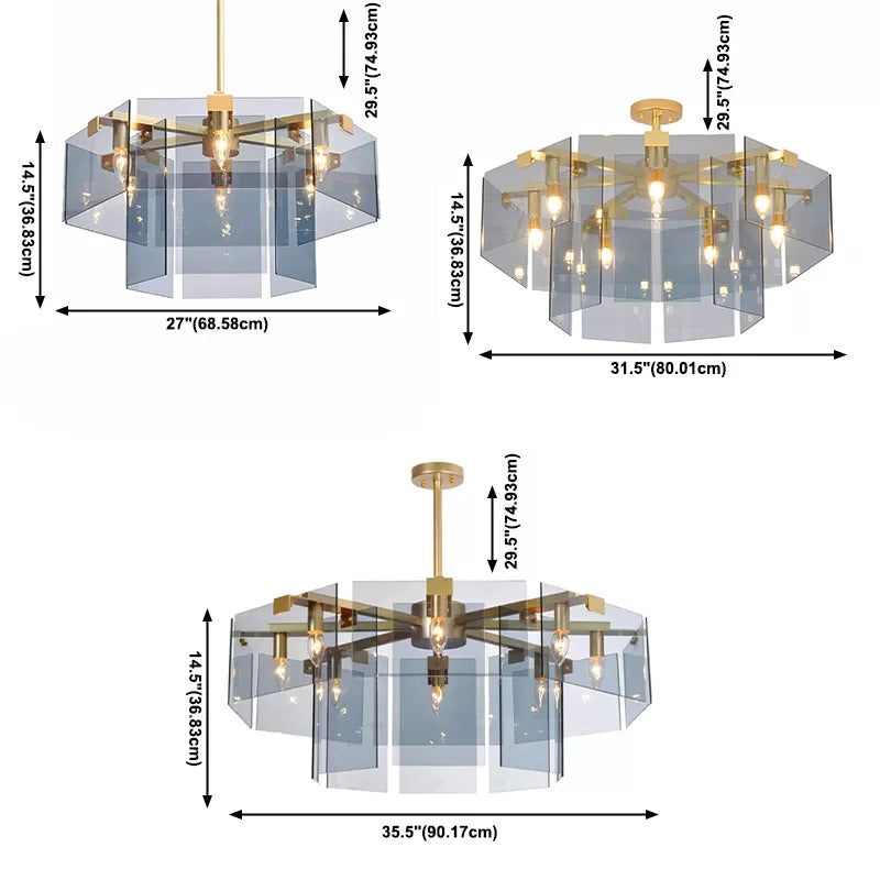 Luminaire de lustre en or moderne Géométrie de forme de géométrie en verre lumière suspendue