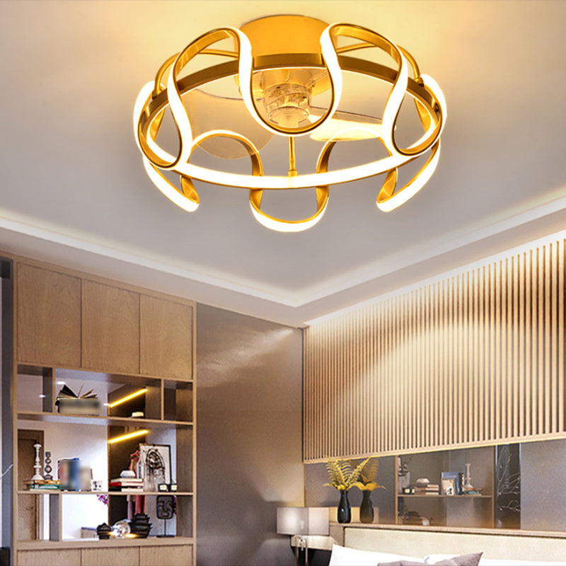 Metal Geometric Shape Ceiling Fans Modern 1-Light Ceiling Fan Lamp Fixture