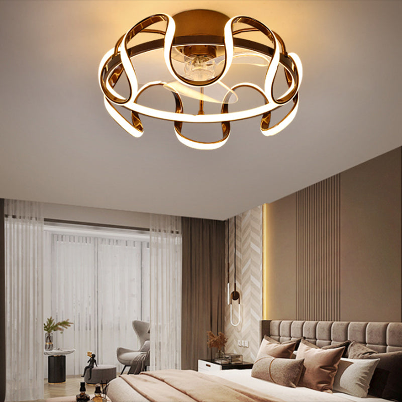 Metal Geometric Shape Ceiling Fans Modern 1-Light Ceiling Fan Lamp Fixture