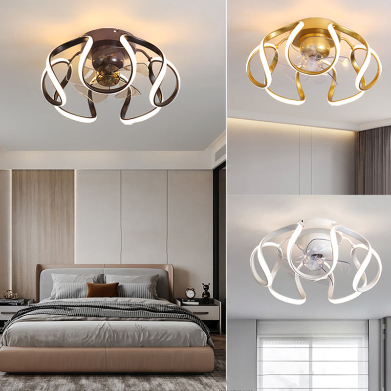 Metal Geometric Shape Ceiling Fans Modern 1-Light Ceiling Fan Lamp Fixture