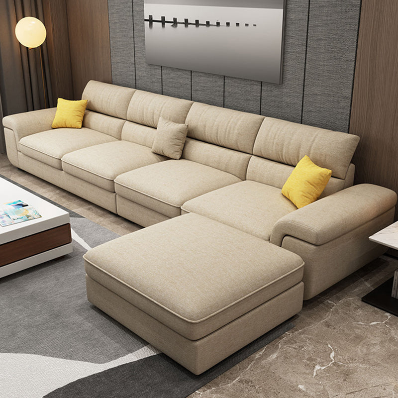 Modern Reversible Chaise Sectionals with Pillows Flared Arm Sectionals for Living Room