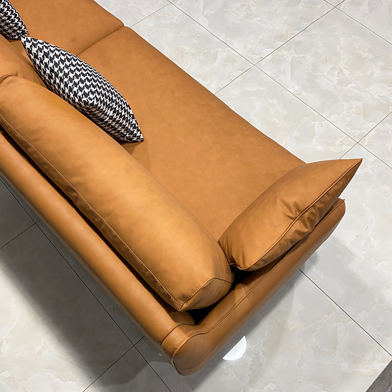 Mobili in pelle marrone mobili di divano del braccio incasso con cuscini