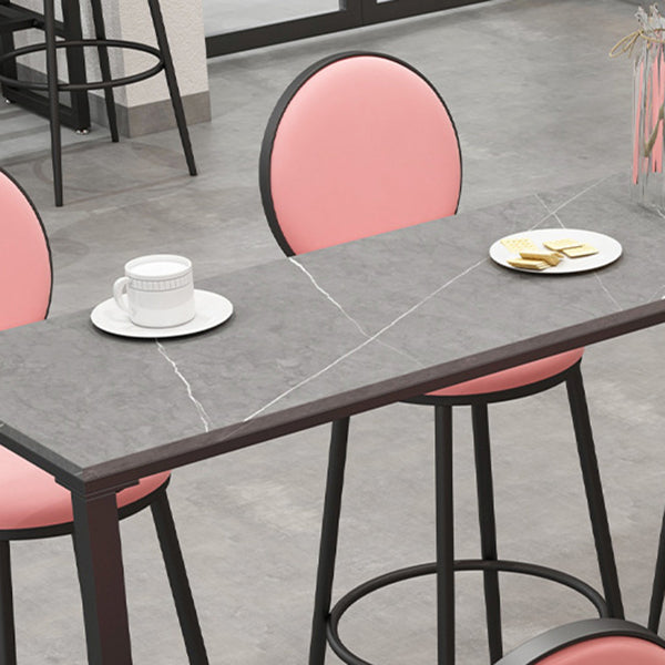 Stone Bar Dining Table Industrial Bar Dining Table with Black Base