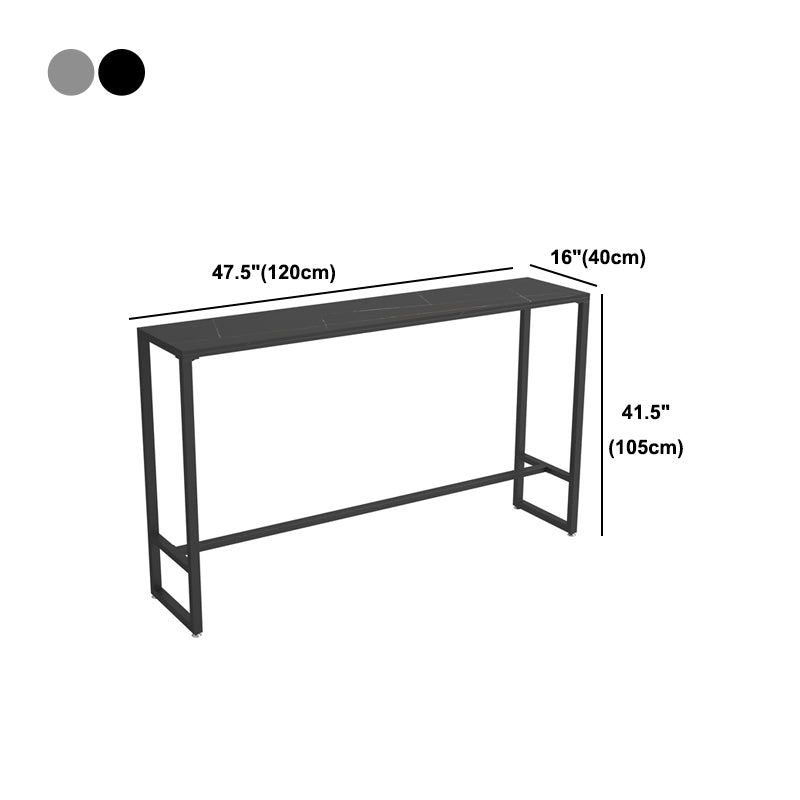 Stone Bar Dining Table Industrial Bar Dining Table with Black Base