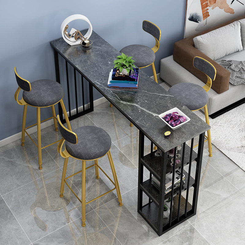 Rectangle Bar Dining Table Stone Contemporary Bar Table with Sled Base