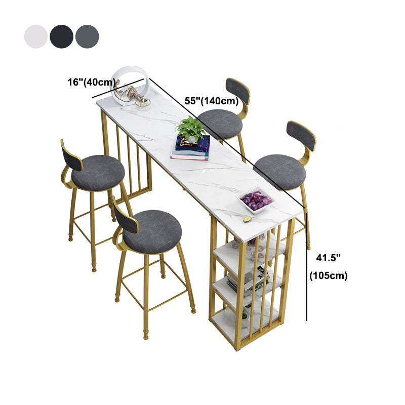 Rectangle Bar Dining Table Stone Contemporary Bar Table with Sled Base