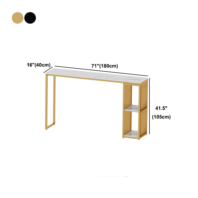 Rectangle Stone Bar Dining Table Contemporary Bar Table with Sled Base