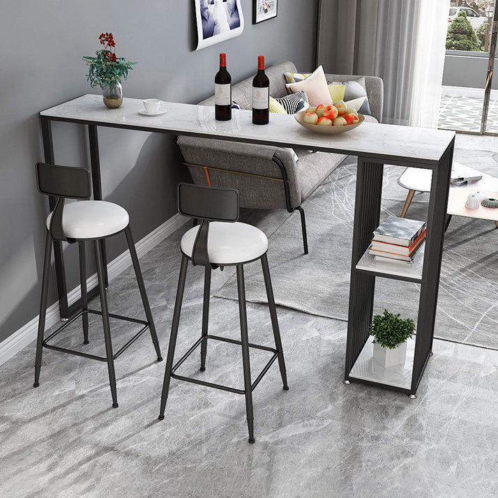 Stone Rectangle Bar Dining Table Contemporary Bar Table with Sled Base