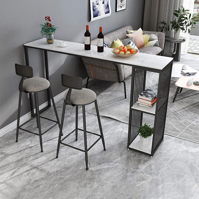 Stone Rectangle Bar Dining Table Contemporary Bar Table with Sled Base