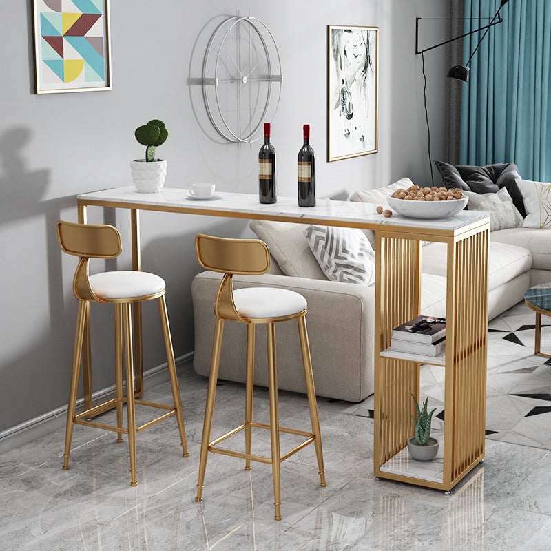 Modern Rectangle Bar Counter Table Sintered Stone Dining Table with Metal Legs