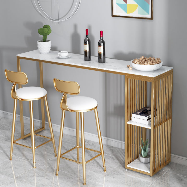 Modern Rectangle Bar Counter Table Sintered Stone Dining Table with Metal Legs